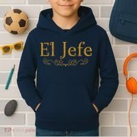 El Jefe The Boss In Spanish Funny Mexican Boss Gift Kids Hoodie thumb 2