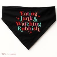 Eating Junk & Watching Rubbish Funny Christmas USA-Made Doggie Bandana thumb 0