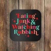 Eating Junk & Watching Rubbish Funny Christmas Coaster thumb 0