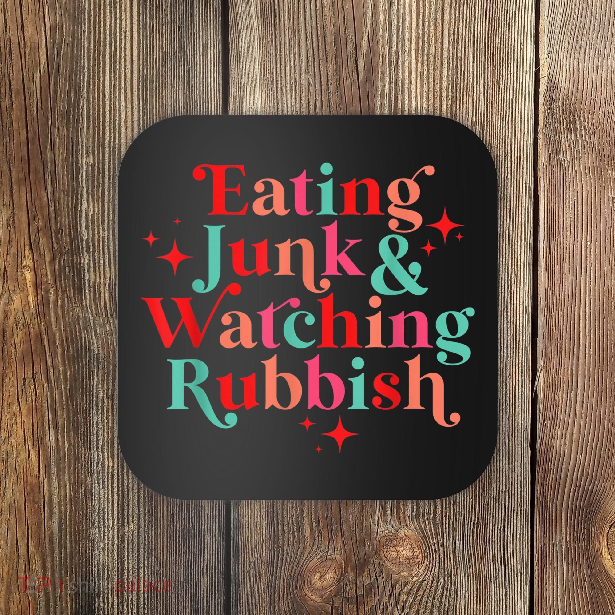Eating Junk & Watching Rubbish Funny Christmas Coaster