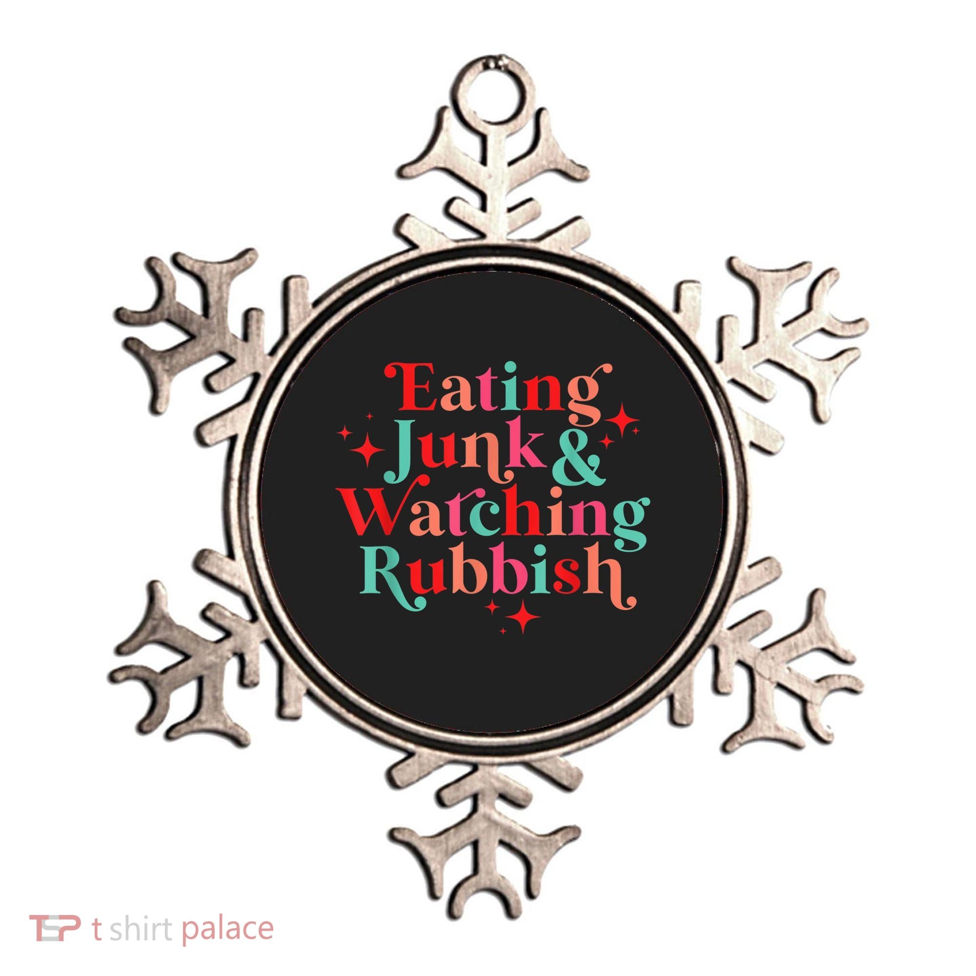 Eating Junk & Watching Rubbish Funny Christmas Ornament