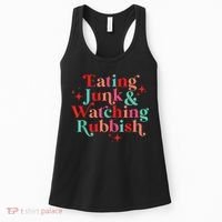 Eating Junk & Watching Rubbish Funny Christmas Women's Tank Top thumb 0
