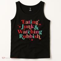 Eating Junk & Watching Rubbish Funny Christmas Tank Top thumb 2