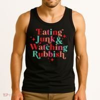 Eating Junk & Watching Rubbish Funny Christmas Tank Top thumb 3