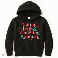 Eating Junk & Watching Rubbish Funny Christmas Kids Hoodie thumb 0