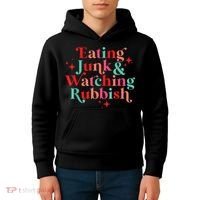 Eating Junk & Watching Rubbish Funny Christmas Kids Hoodie thumb 4