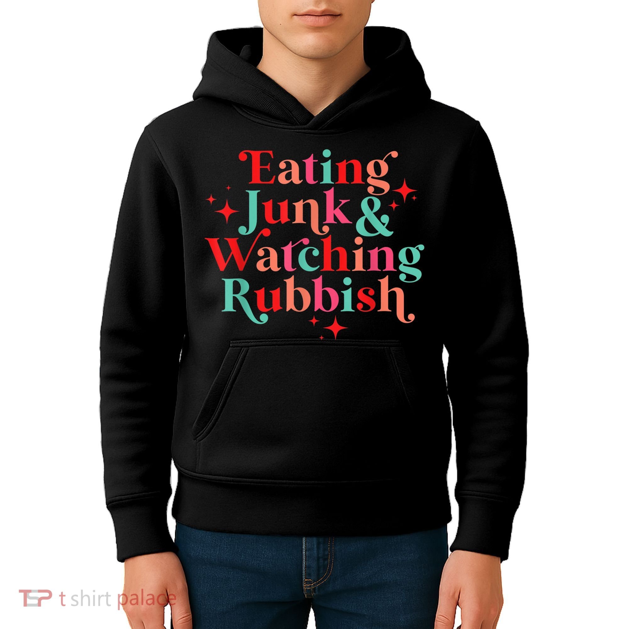 Eating Junk & Watching Rubbish Funny Christmas Kids Hoodie