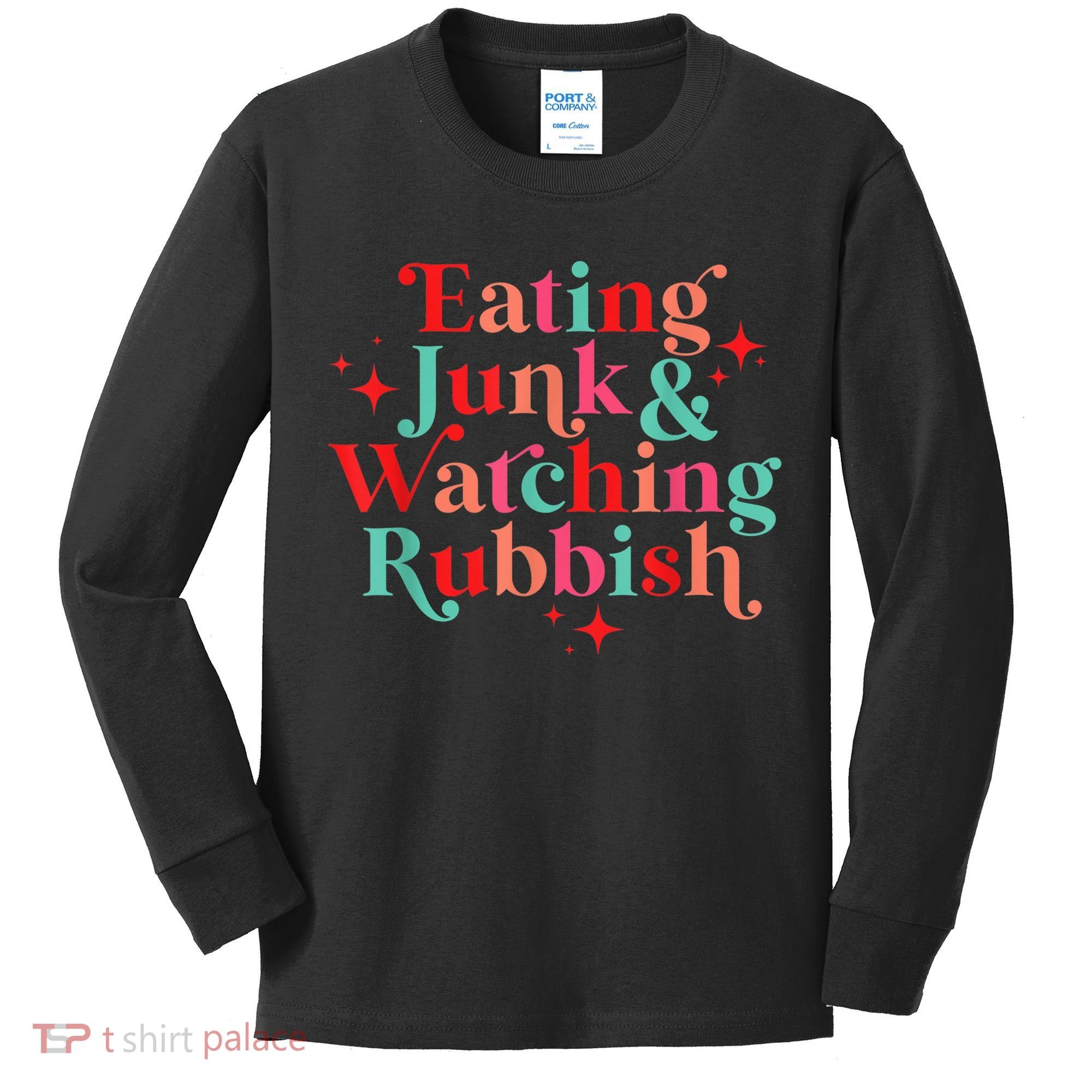 Eating Junk & Watching Rubbish Funny Christmas Kids Long Sleeve Shirt