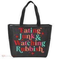 Eating Junk & Watching Rubbish Funny Christmas Tote Bag thumb 0