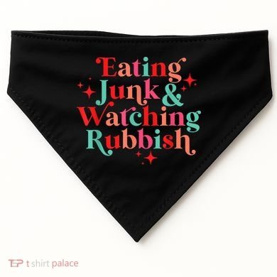 Eating Junk & Watching Rubbish Funny Christmas USA-Made Doggie Bandana