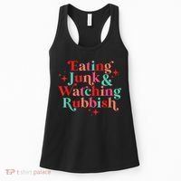 Eating Junk & Watching Rubbish Funny Christmas Women's Tank Top thumb 0