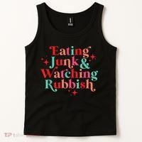 Eating Junk & Watching Rubbish Funny Christmas Tank Top thumb 2