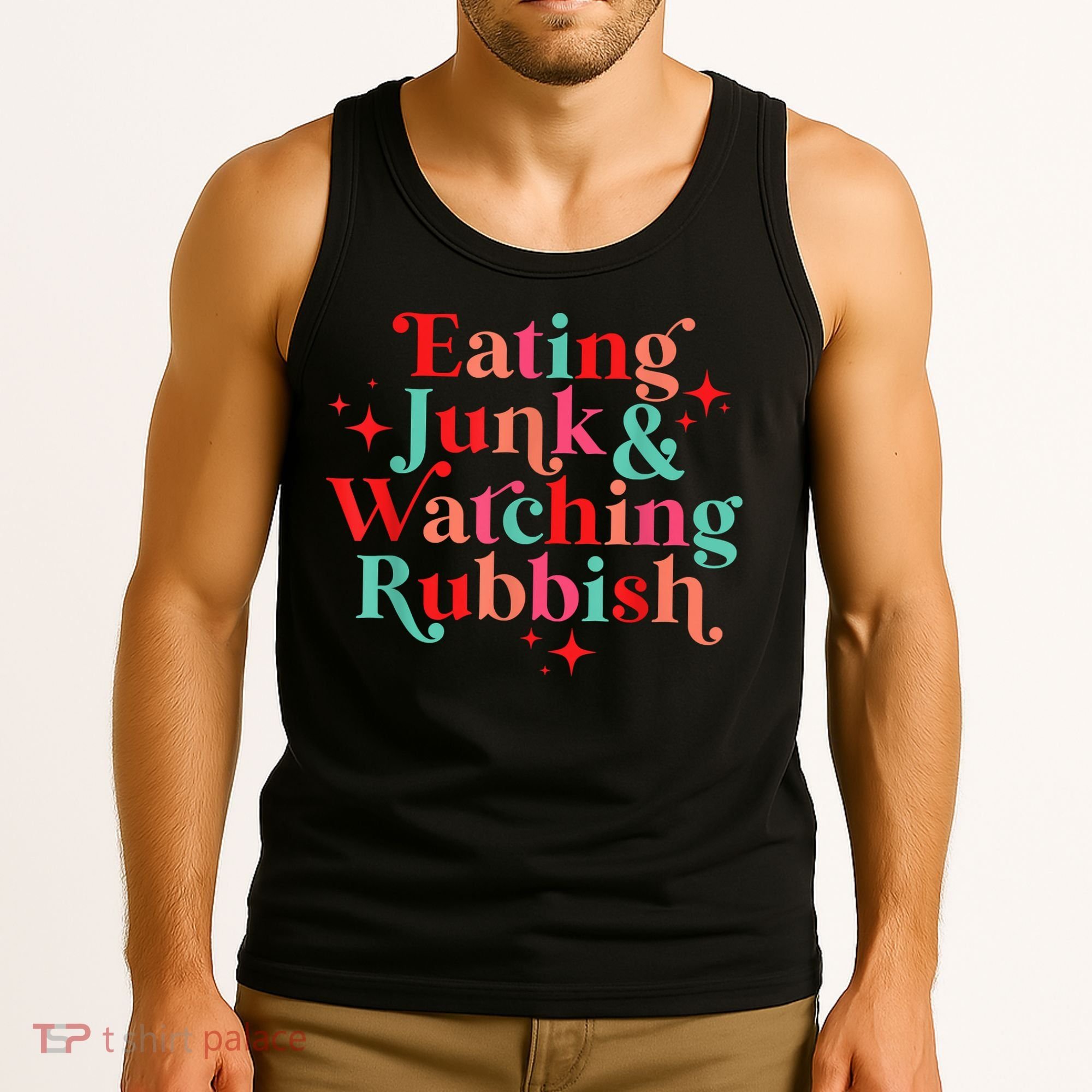 Eating Junk & Watching Rubbish Funny Christmas Tank Top