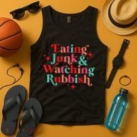 Eating Junk & Watching Rubbish Funny Christmas Tank Top thumb 4