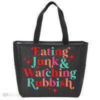 Eating Junk & Watching Rubbish Funny Christmas Tote Bag thumb 0