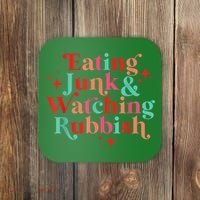 Eating Junk & Watching Rubbish Funny Christmas Coaster thumb 0