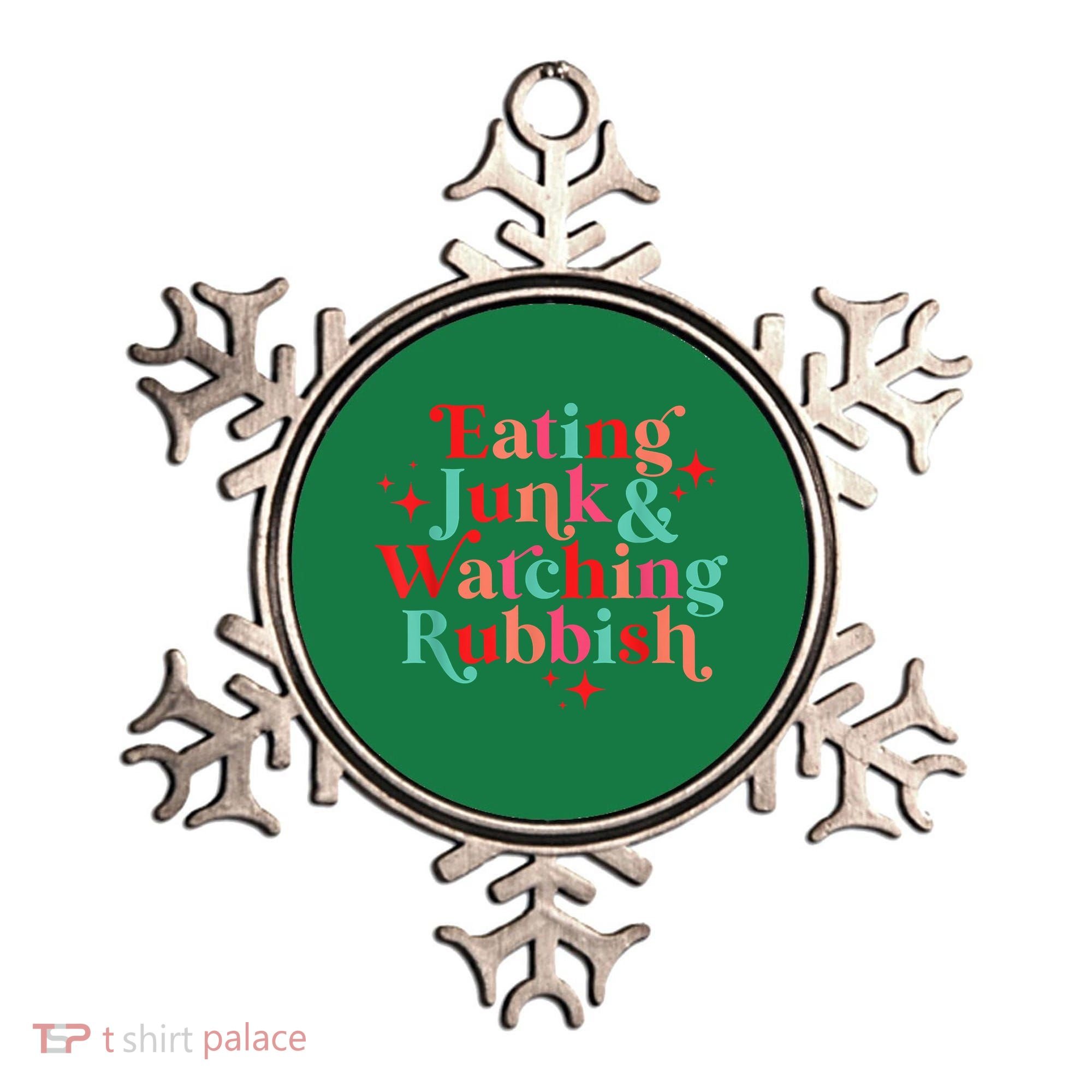 Eating Junk & Watching Rubbish Funny Christmas Ornament