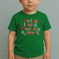 Eating Junk & Watching Rubbish Funny Christmas Toddler T-Shirt thumb 2
