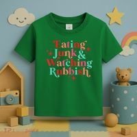 Eating Junk & Watching Rubbish Funny Christmas Toddler T-Shirt thumb 3