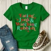 Eating Junk & Watching Rubbish Funny Christmas Women's T-Shirt thumb 3