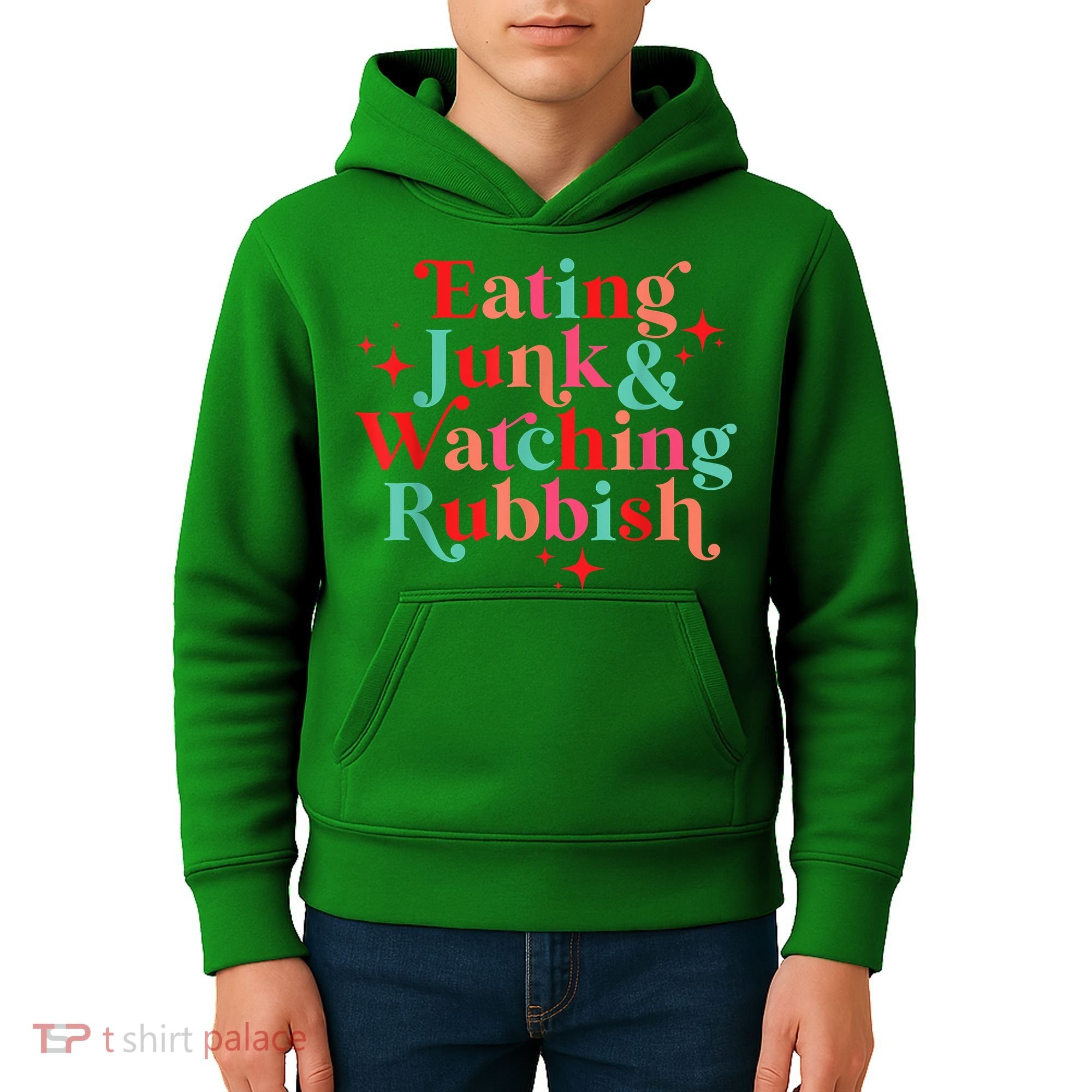 Eating Junk & Watching Rubbish Funny Christmas Kids Hoodie