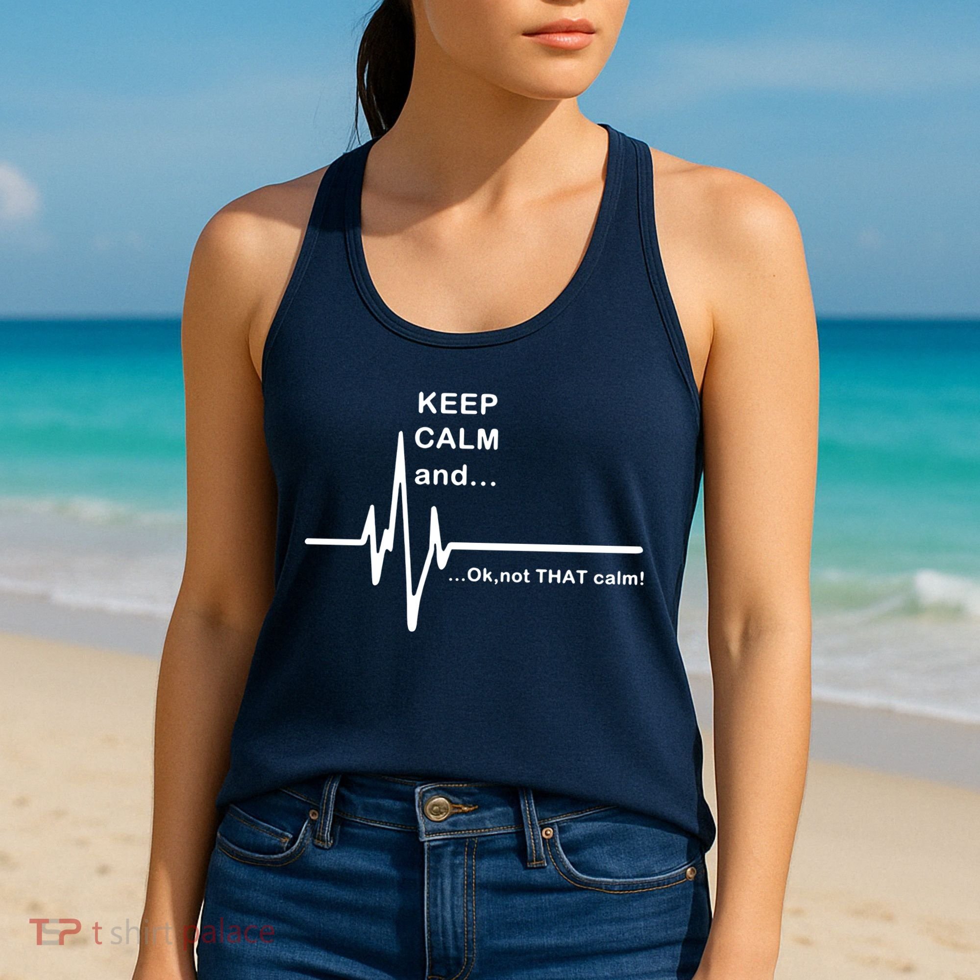 ECG Keep Calm And... Hilarious Heart Rate Women's Tank Top