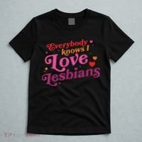 Everybody Knows I Love Lesbians Heart LGBT Valentine's Day T-Shirt thumb 5