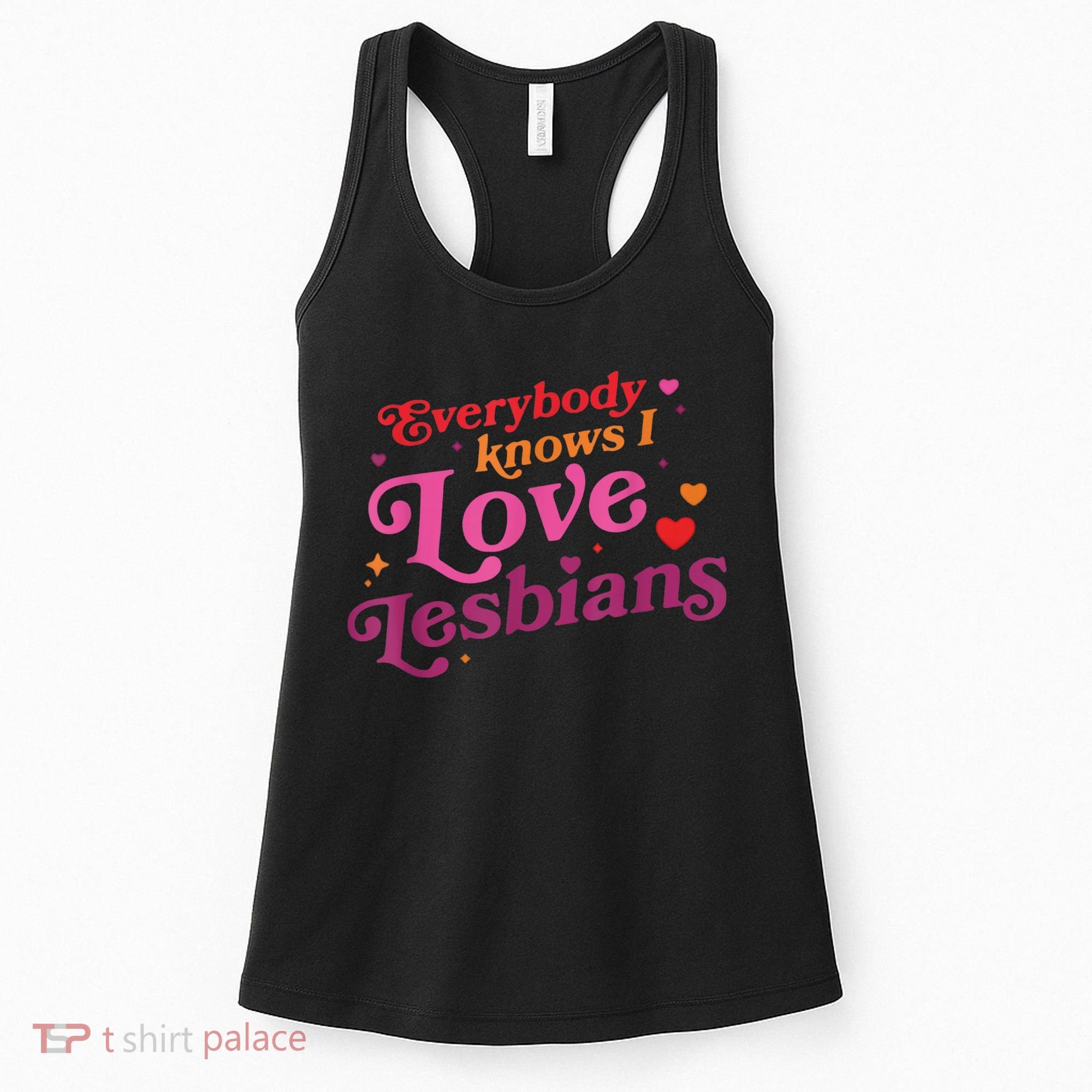 Everybody Knows I Love Lesbians Heart LGBT Valentine's Day Women's Tank Top