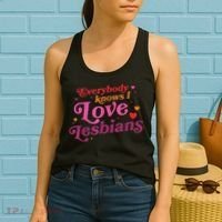Everybody Knows I Love Lesbians Heart LGBT Valentine's Day Women's Tank Top thumb 2