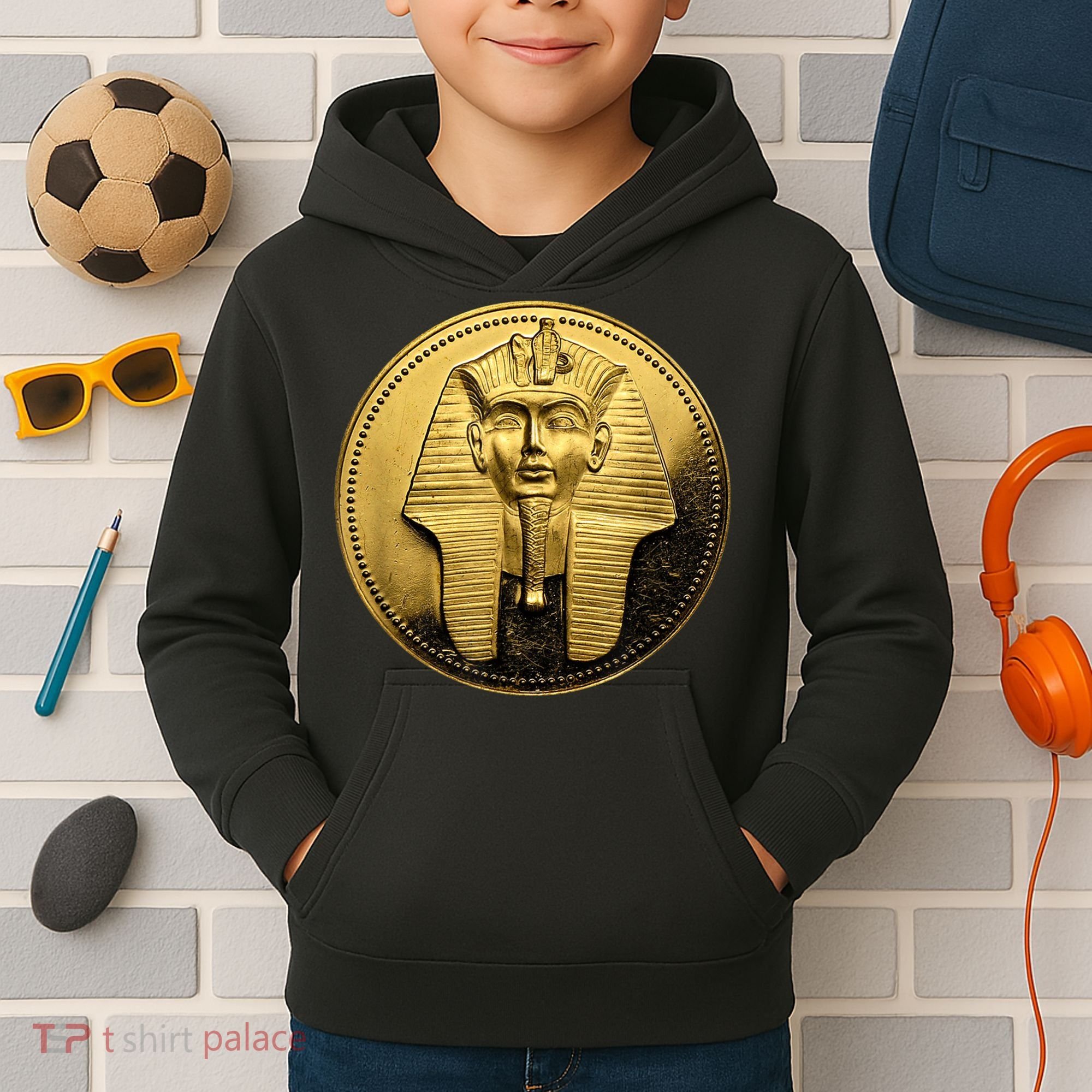 Egyptian King Pharoah Coin King Tut Kids Hoodie