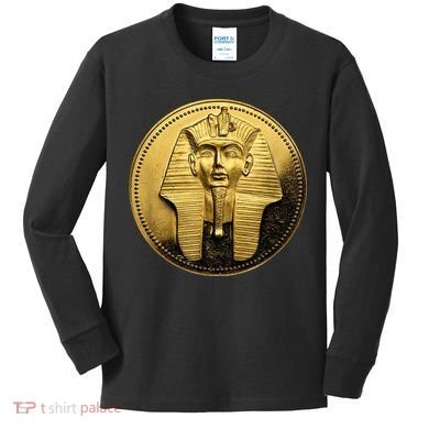 Egyptian King Pharoah Coin King Tut Kids Long Sleeve Shirt