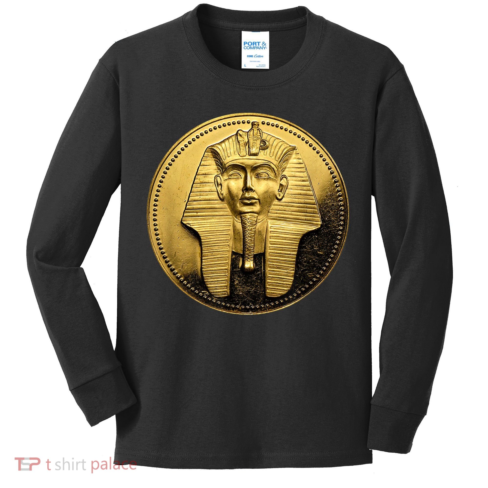 Egyptian King Pharoah Coin King Tut Kids Long Sleeve Shirt