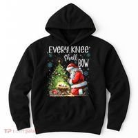 Every Knee Shall Bow Santa Christmas Nativity Scene Xmas Hoodie thumb 0