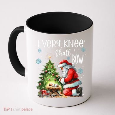 Every Knee Shall Bow Santa Christmas Nativity Scene Xmas Coffee Mug