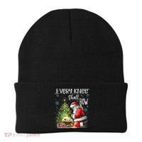 Every Knee Shall Bow Santa Christmas Nativity Scene Xmas Beanie thumb 0