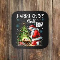 Every Knee Shall Bow Santa Christmas Nativity Scene Xmas Coaster thumb 0
