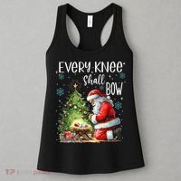 Every Knee Shall Bow Santa Christmas Nativity Scene Xmas Women's Tank Top thumb 3