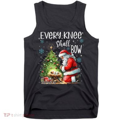 Every Knee Shall Bow Santa Christmas Nativity Scene Xmas Tank Top