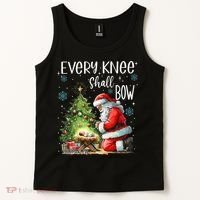 Every Knee Shall Bow Santa Christmas Nativity Scene Xmas Tank Top thumb 2