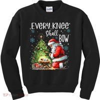 Every Knee Shall Bow Santa Christmas Nativity Scene Xmas Kids Sweatshirt thumb 0