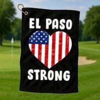 El Paso Strong American Texas Heart Golf Towel thumb 1