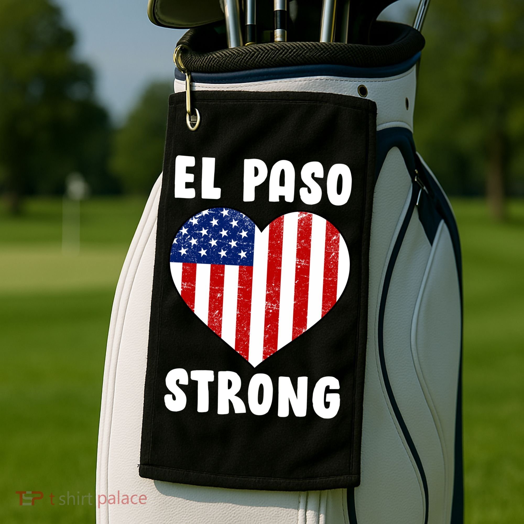 El Paso Strong American Texas Heart Golf Towel