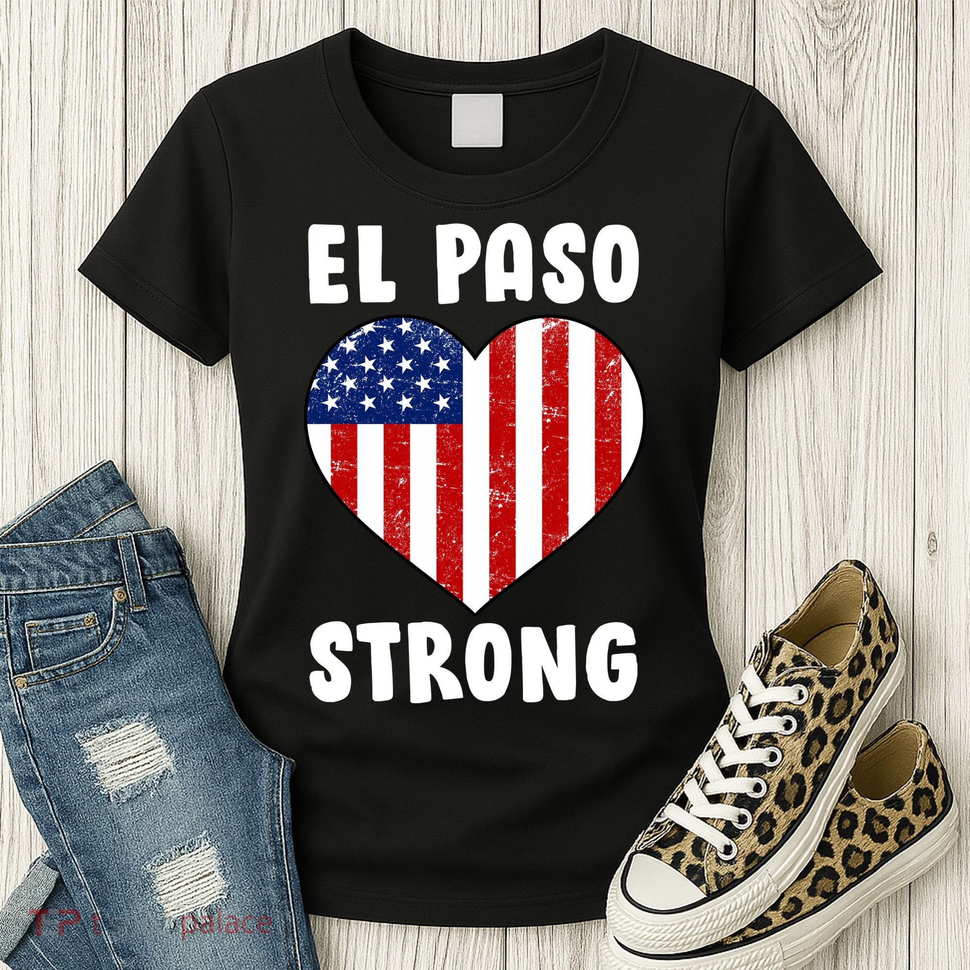 El Paso Strong American Texas Heart Women's T-Shirt