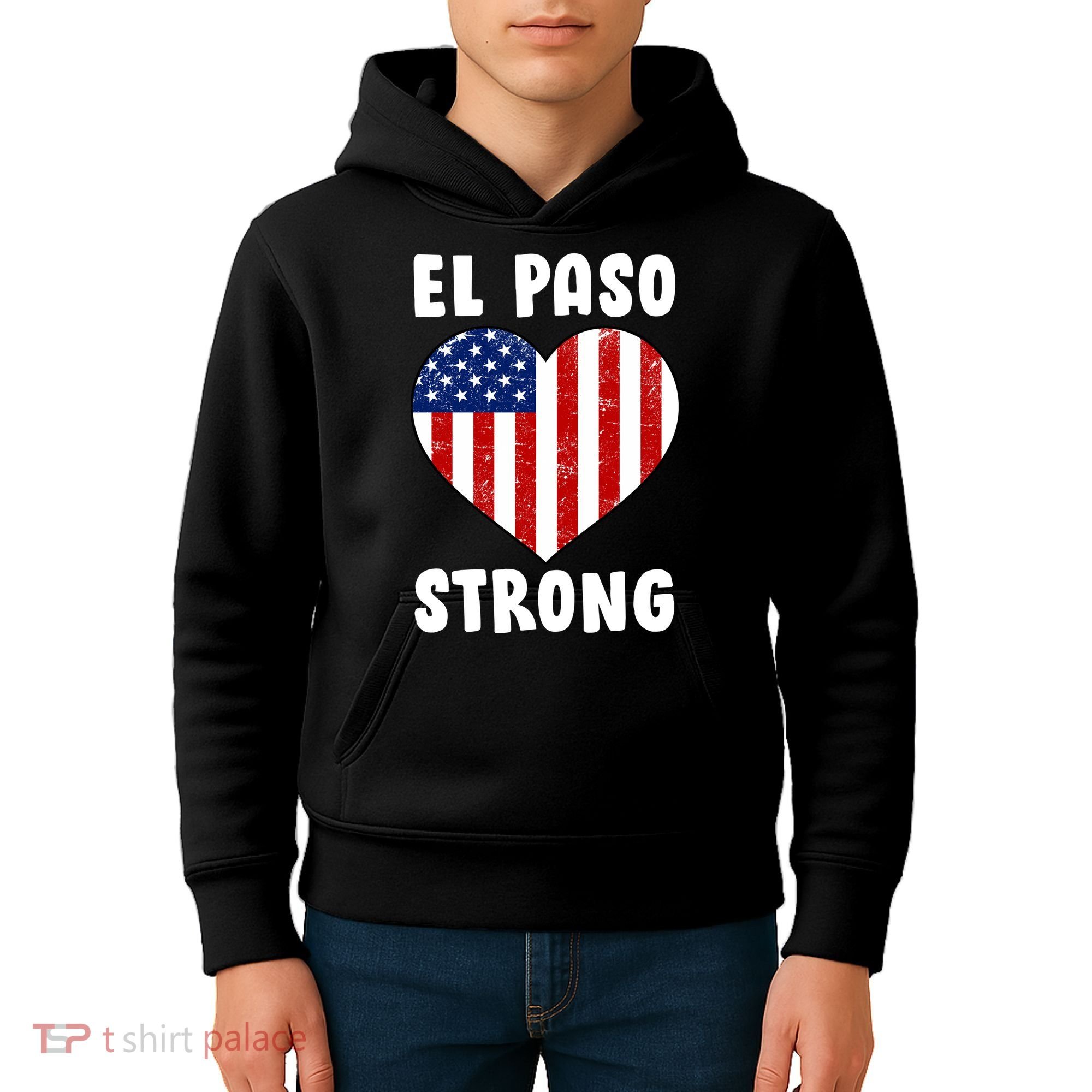 El Paso Strong American Texas Heart Kids Hoodie
