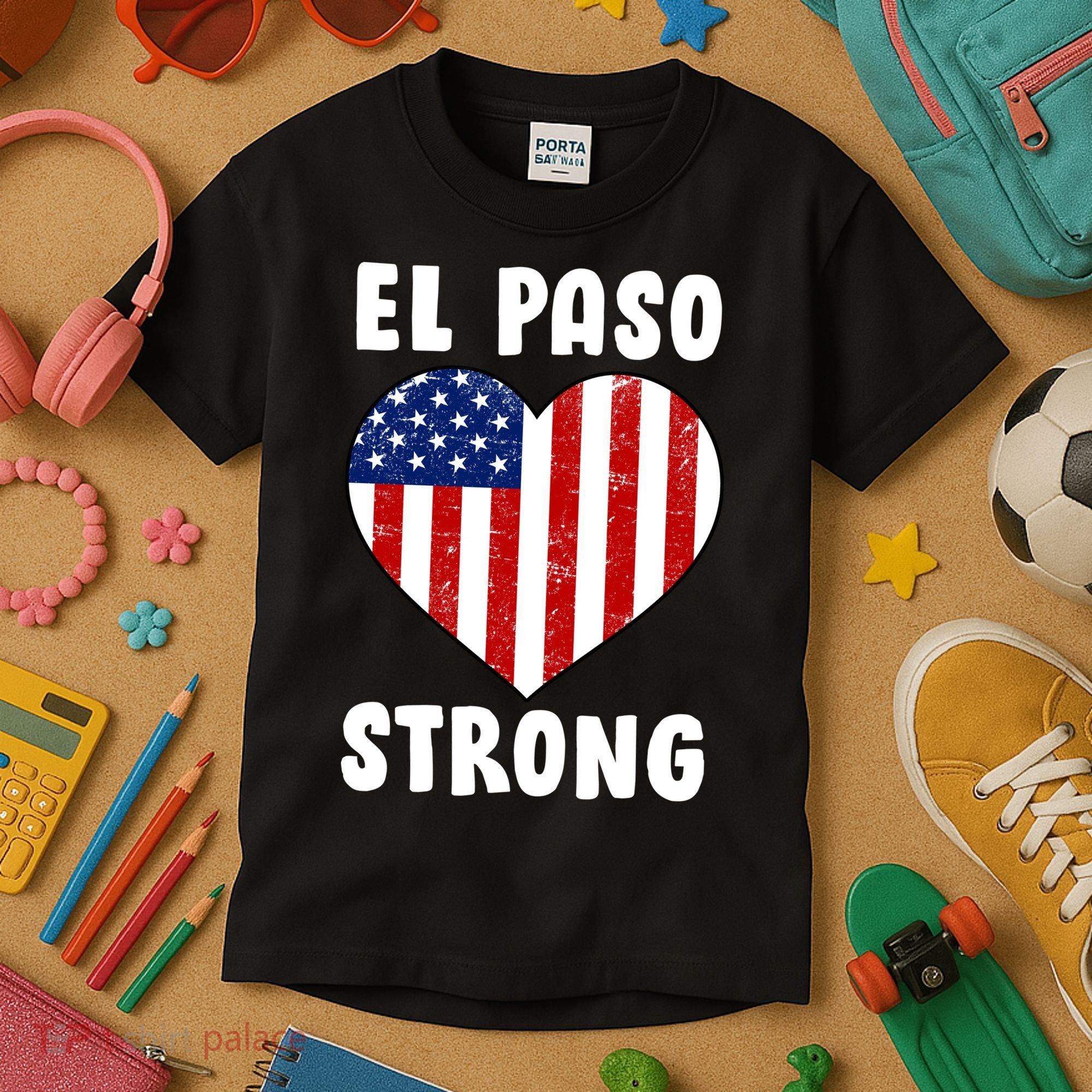 El Paso Strong American Texas Heart Kids T-Shirt