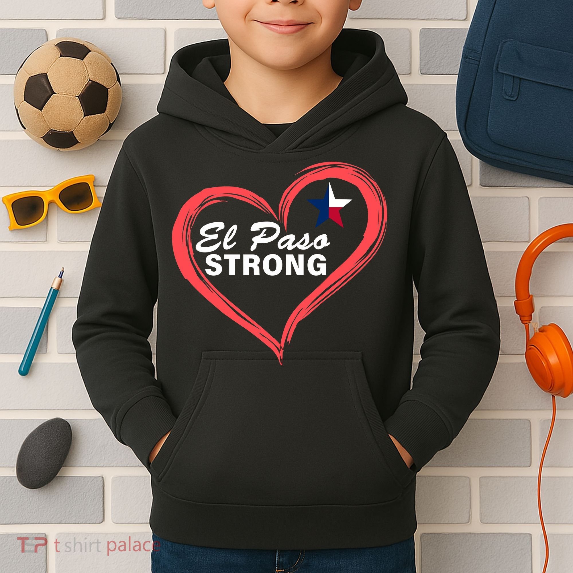 El Paso Strong Heart Texas Star Kids Hoodie