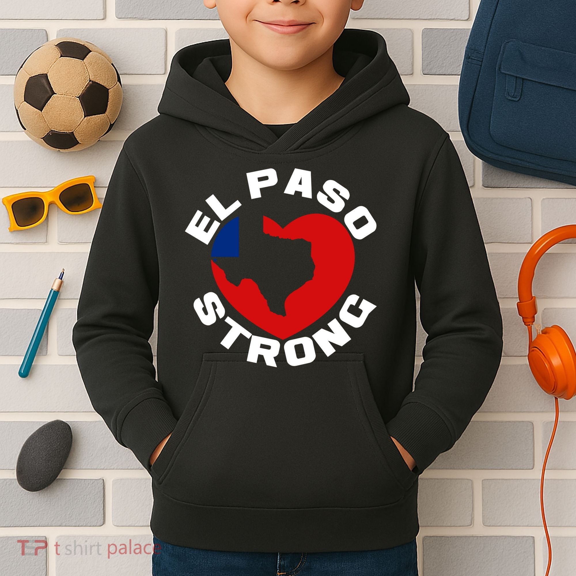 El Paso Strong Texas Heart Kids Hoodie
