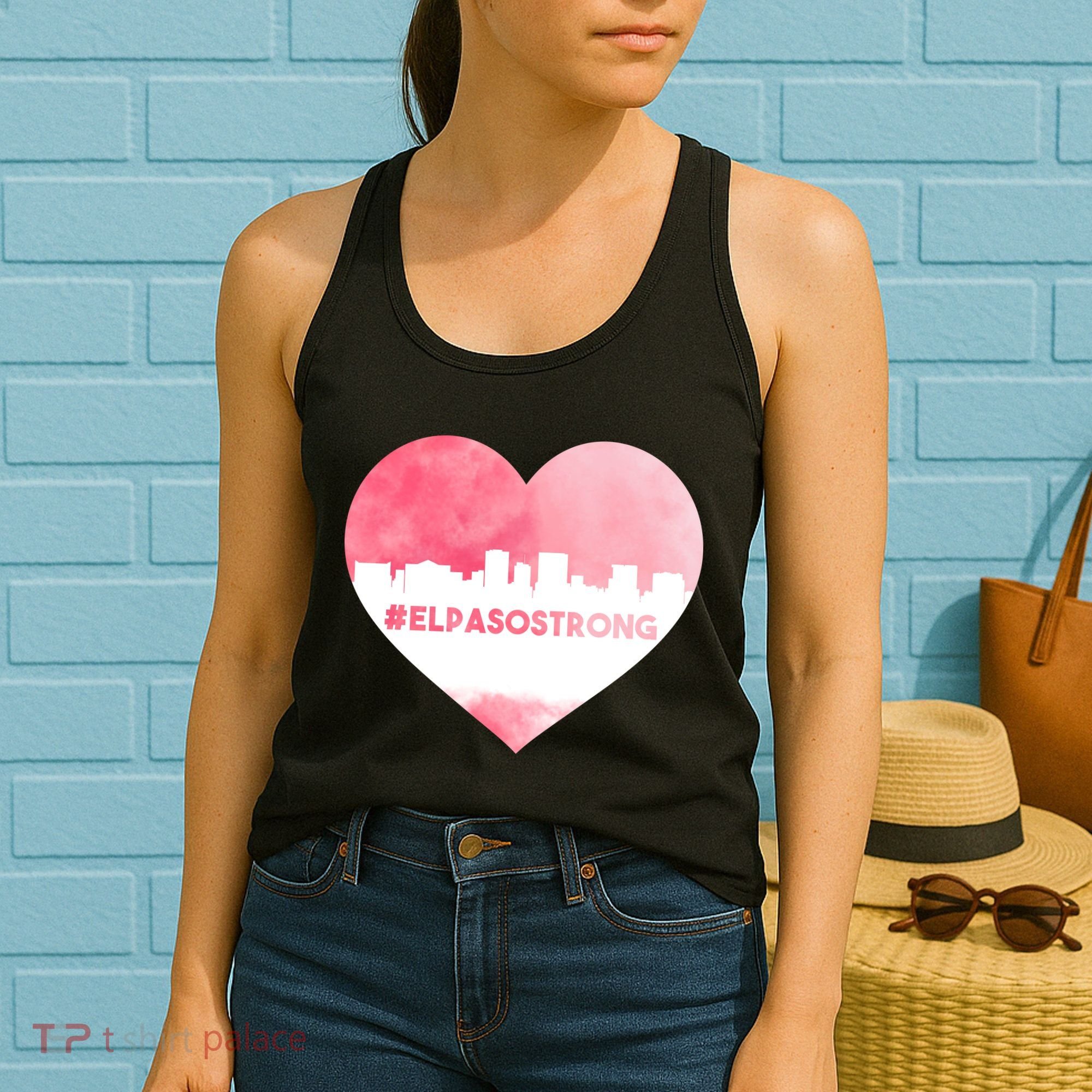 #El Paso Strong Texas Skyline Heart Women's Tank Top
