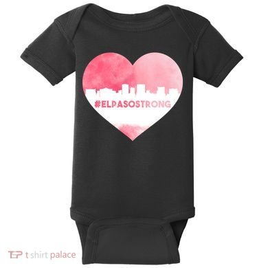 #El Paso Strong Texas Skyline Heart Baby Bodysuit