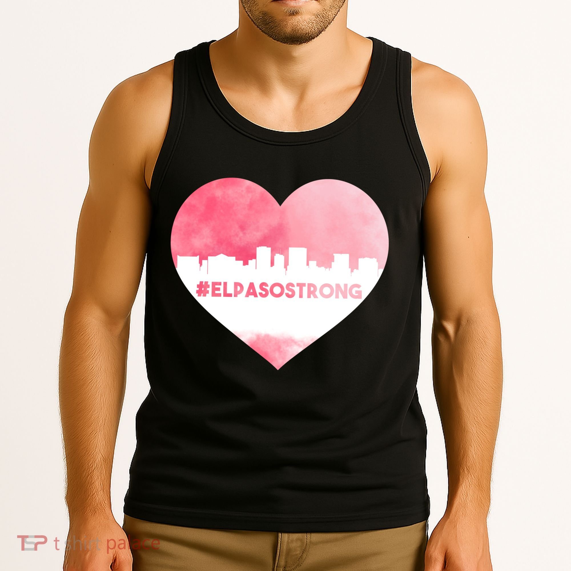 #El Paso Strong Texas Skyline Heart Tank Top